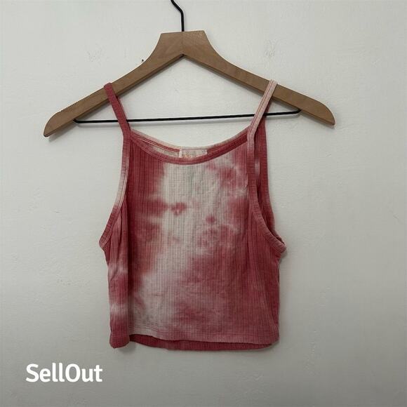 Beach Riot Women's Pink Tie Dye Cropped Tank Top Size S - Picture 1 of 3